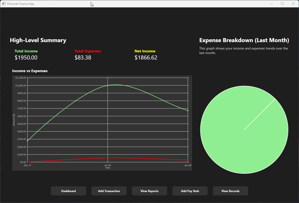 Personal Finance App Screenshot